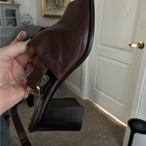 “El Vaquero Brown leather mule heels Size 41/US 10 Made in Italy, western Boho”